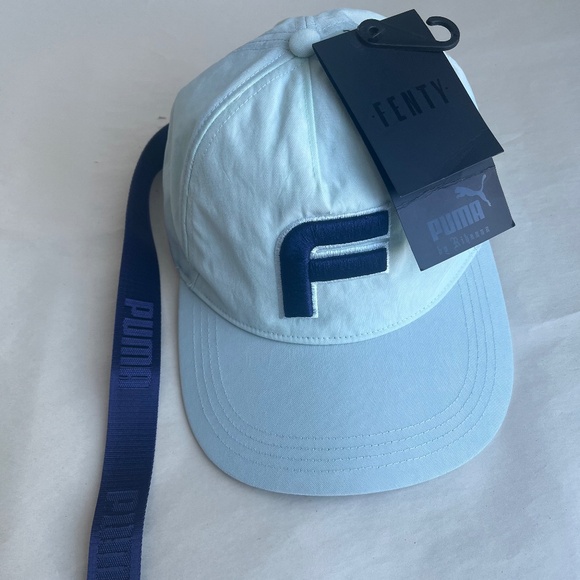New Fenty Puma By Rihanna Embordered  F Cap Bay Mint Evening Blue Unisex Hat - Picture 8 of 14